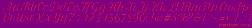 PetitformalscriptRegular-Schriftart – Rote Schriften auf violettem Hintergrund