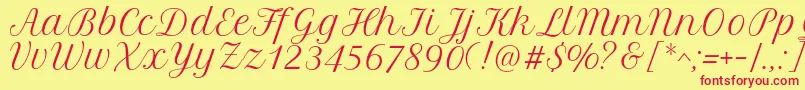 フォントPetitformalscriptRegular – 赤い文字の黄色い背景