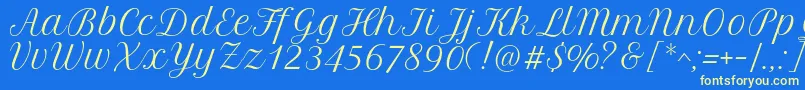 PetitformalscriptRegular Font – Yellow Fonts on Blue Background