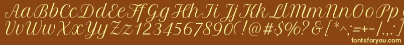 PetitformalscriptRegular Font – Yellow Fonts on Brown Background