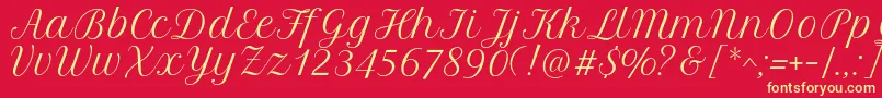 PetitformalscriptRegular Font – Yellow Fonts on Red Background