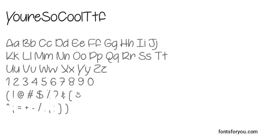 Czcionka YoureSoCoolTtf – alfabet, cyfry, specjalne znaki