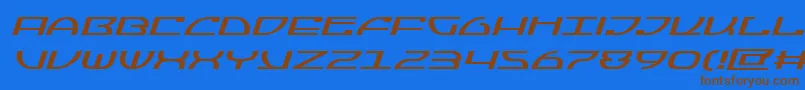 フォントJumptroopsexpandital – 茶色の文字が青い背景にあります。