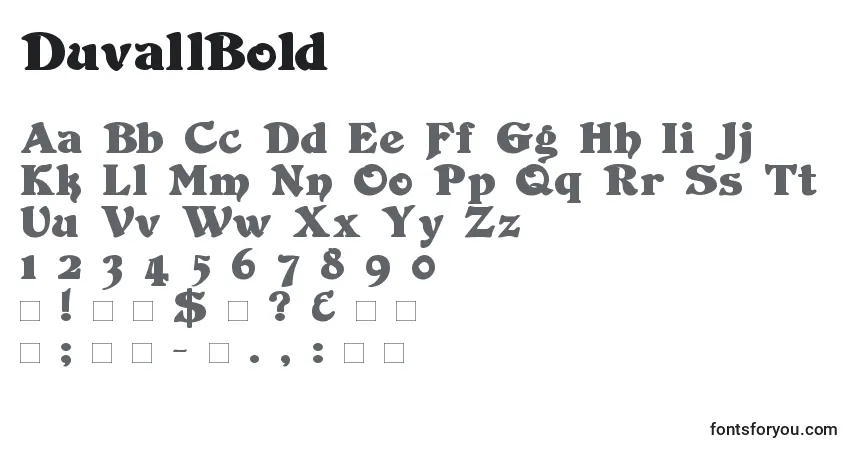 Czcionka DuvallBold – alfabet, cyfry, specjalne znaki
