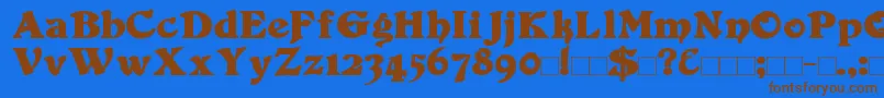 フォントDuvallBold – 茶色の文字が青い背景にあります。