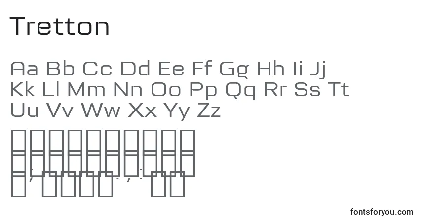 Czcionka Tretton – alfabet, cyfry, specjalne znaki