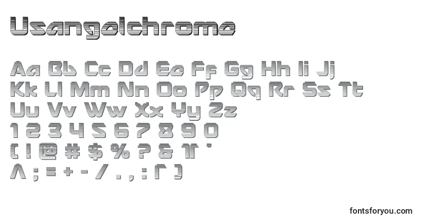 A fonte Usangelchrome – alfabeto, números, caracteres especiais
