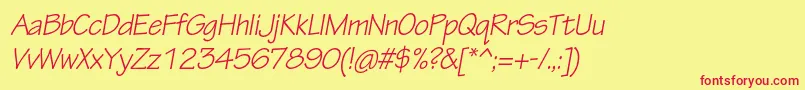 TektonproObl Font – Red Fonts on Yellow Background