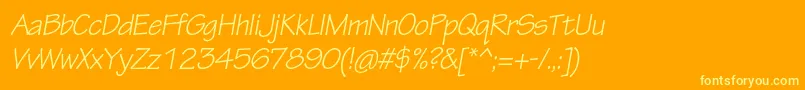 Czcionka TektonproObl – żółte czcionki na pomarańczowym tle
