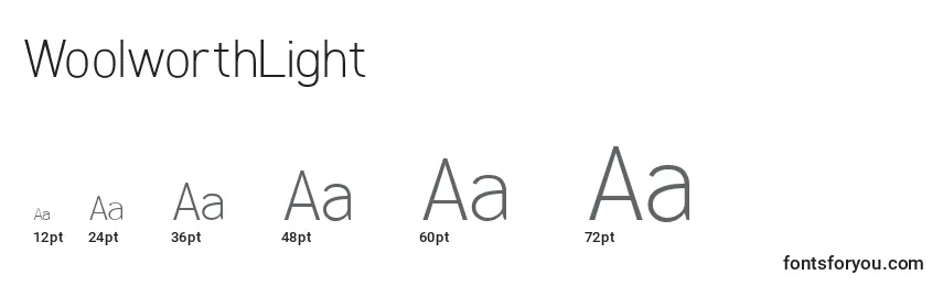 WoolworthLight Font Sizes
