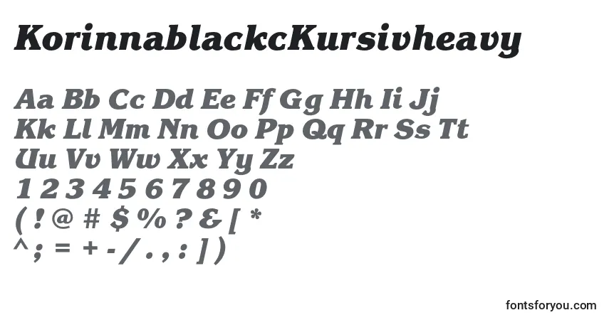 A fonte KorinnablackcKursivheavy – alfabeto, números, caracteres especiais
