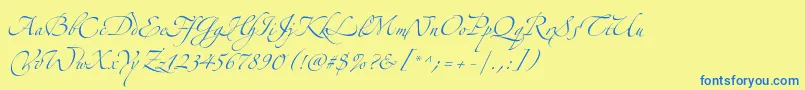 ZapfinoextraltTwo Font – Blue Fonts on Yellow Background