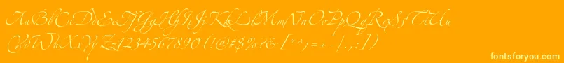 ZapfinoextraltTwo-Schriftart – Gelbe Schriften auf orangefarbenem Hintergrund