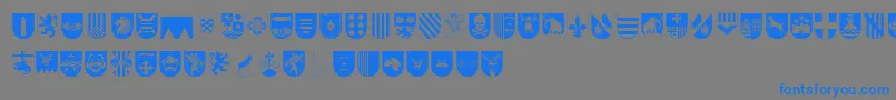 SpanishArmyShieldsTwo Font – Blue Fonts on Gray Background