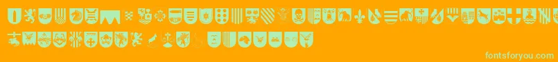 SpanishArmyShieldsTwo Font – Green Fonts on Orange Background