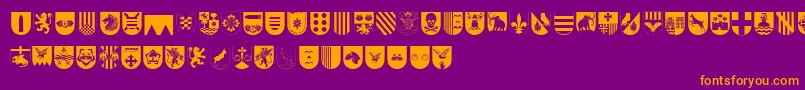 SpanishArmyShieldsTwo Font – Orange Fonts on Purple Background