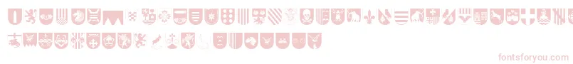 SpanishArmyShieldsTwo Font – Pink Fonts on White Background