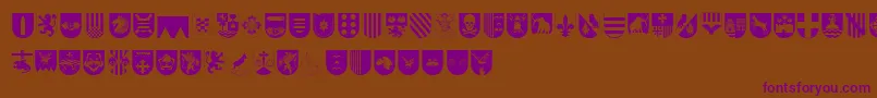 SpanishArmyShieldsTwo Font – Purple Fonts on Brown Background
