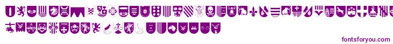 フォントSpanishArmyShieldsTwo – 白い背景に紫のフォント