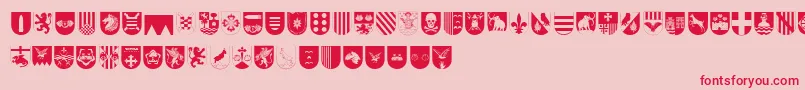 SpanishArmyShieldsTwo Font – Red Fonts on Pink Background
