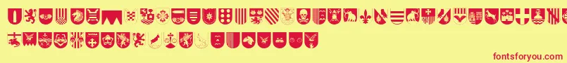 SpanishArmyShieldsTwo Font – Red Fonts on Yellow Background