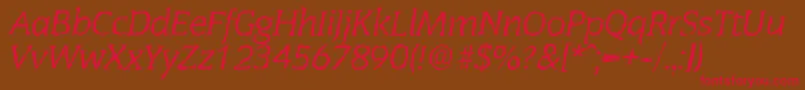 フォントCongressrandomItalic – 赤い文字が茶色の背景にあります。