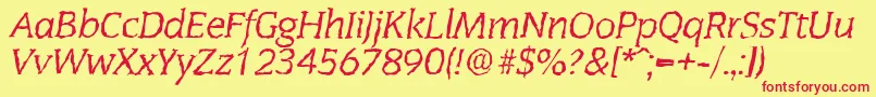 CongressrandomItalic-Schriftart – Rote Schriften auf gelbem Hintergrund