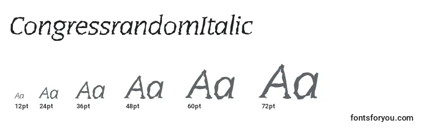 Размеры шрифта CongressrandomItalic