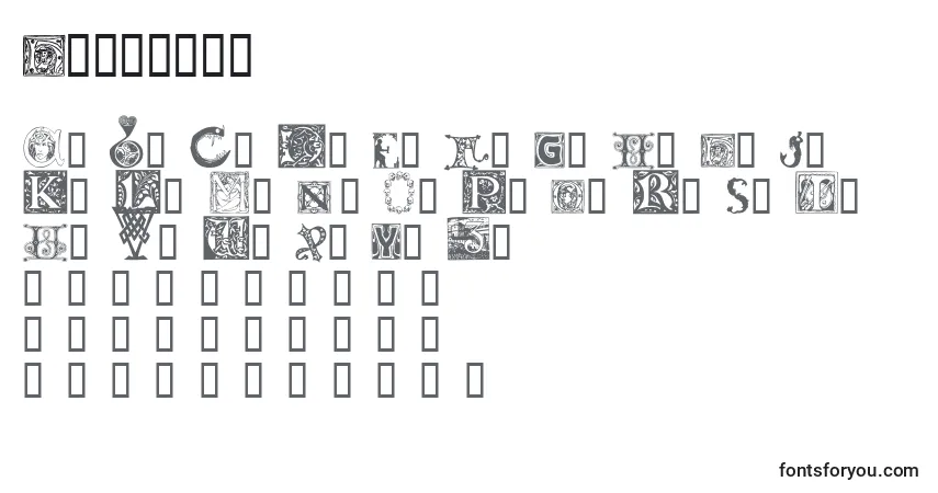 A fonte Initials – alfabeto, números, caracteres especiais