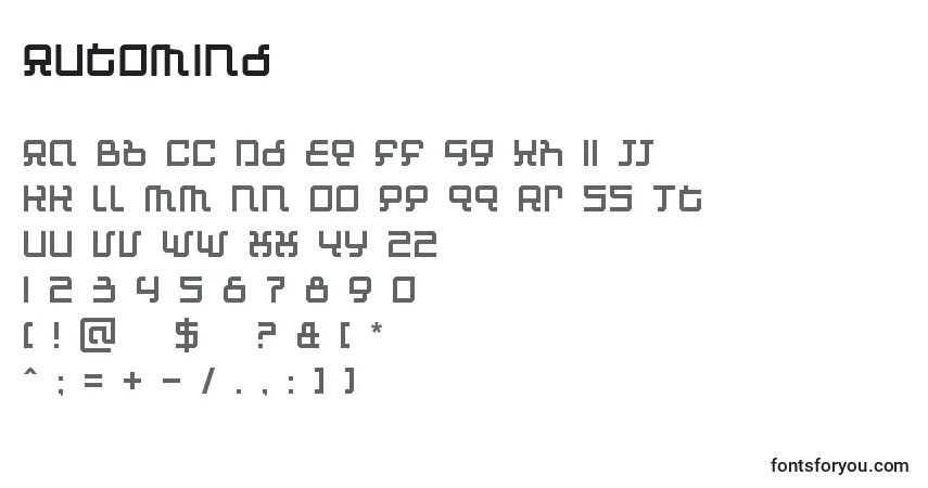 Schriftart Automind – Alphabet, Zahlen, spezielle Symbole