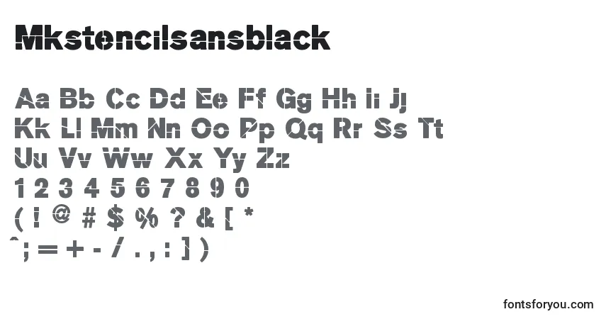 Шрифт Mkstencilsansblack – алфавит, цифры, специальные символы