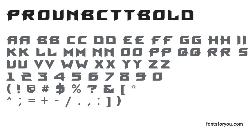 Шрифт ProunbcttBold – алфавит, цифры, специальные символы