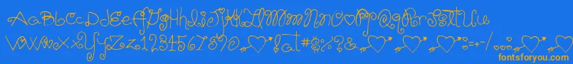 Schnookums-Schriftart – Orangefarbene Schriften auf blauem Hintergrund