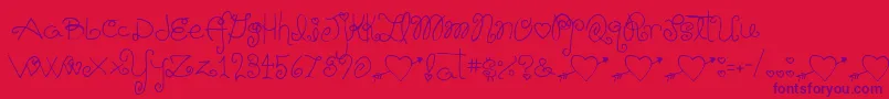 Schnookums-Schriftart – Violette Schriften auf rotem Hintergrund