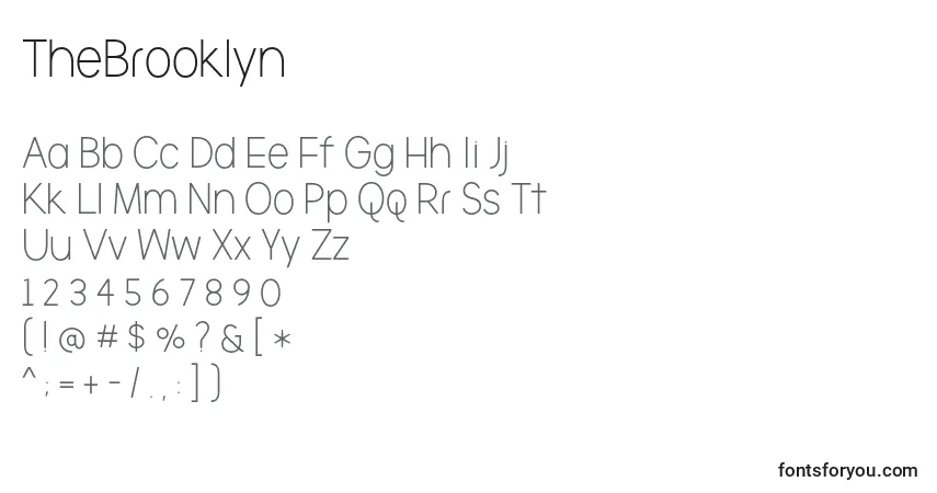 Czcionka TheBrooklyn – alfabet, cyfry, specjalne znaki