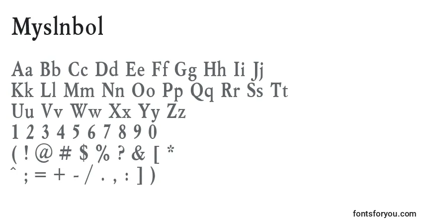 Fuente Myslnbol - alfabeto, números, caracteres especiales