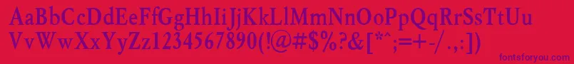 Myslnbol-Schriftart – Violette Schriften auf rotem Hintergrund