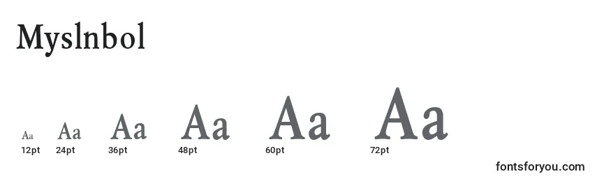 Размеры шрифта Myslnbol
