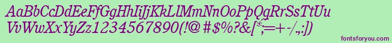 C851RomanItalic Font – Purple Fonts on Green Background