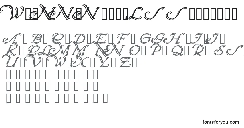 Wrenninitialsshadowedフォント–アルファベット、数字、特殊文字
