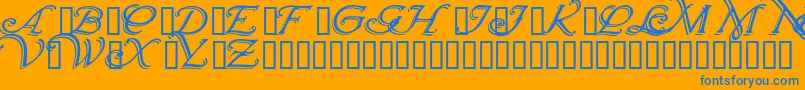 Wrenninitialsshadowed Font – Blue Fonts on Orange Background