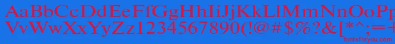 Timeset110-fontti – punaiset fontit sinisellä taustalla