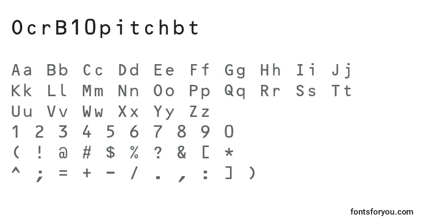 Czcionka OcrB10pitchbt (103340) – alfabet, cyfry, specjalne znaki