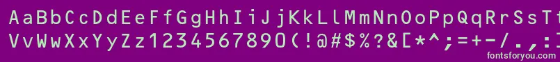 フォントOcrB10pitchbt – 紫の背景に緑のフォント