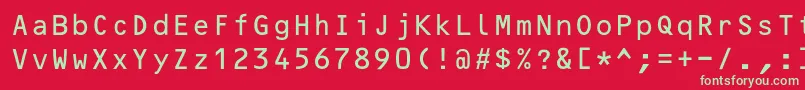 フォントOcrB10pitchbt – 赤い背景に緑の文字