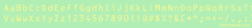 フォントOcrB10pitchbt – 黄色の文字が緑の背景にあります