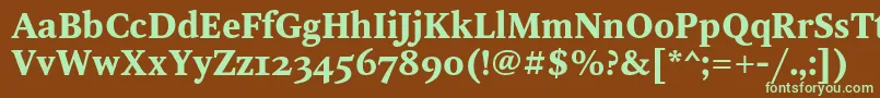 フォントOctavaoscBold – 緑色の文字が茶色の背景にあります。