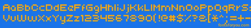 Uni0553 Font – Orange Fonts on Blue Background