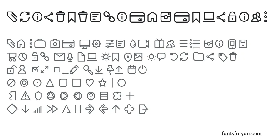 A fonte AristotelicaIconsLightTrial – alfabeto, números, caracteres especiais