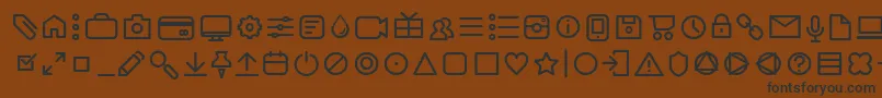 フォントAristotelicaIconsLightTrial – 黒い文字が茶色の背景にあります